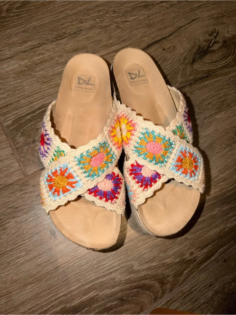 Dirty Laundry Natural Crochet Multi Platform Slide Sandal